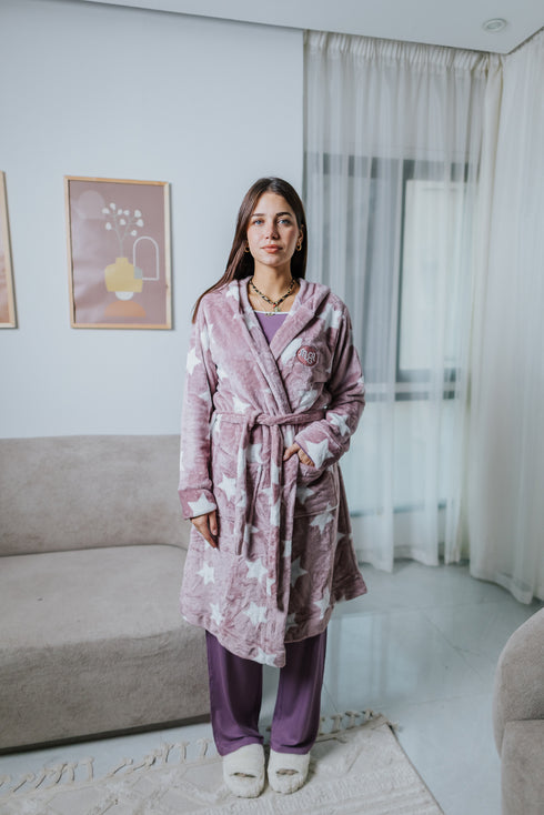 Snuggs Blanket Robe Stars Lilac